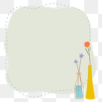 Png cute flower vases frame, transparent background