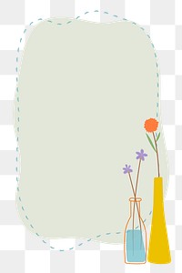 Png cute flower vases frame, transparent background