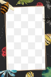 Png black insects border frame, transparent background