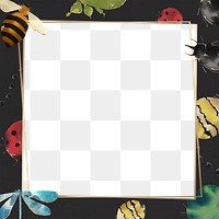 Png black insects border frame, transparent background