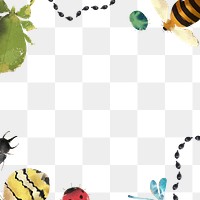 Insects png border, transparent background