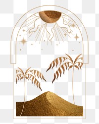 Gold mystical illustration png, transparent background