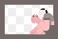 Frankenstein cartoon character png frame, transparent background