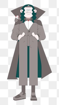 Png count dracula halloween character sticker, transparent background