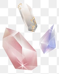 Png colorful crystals design element, transparent background