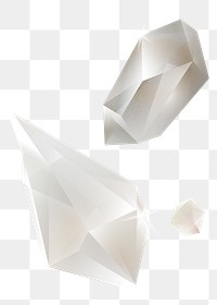 Png white crystals design element, transparent background