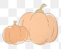 Png pastel orange pumpkins doodle sticker, transparent background