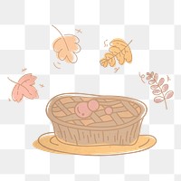 Png thanksgiving pumpkin pie doodle sticker, transparent background