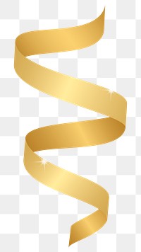 Png golden ribbon decorative element, transparent background