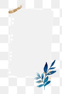 Png blue leaves design notepaper, transparent background