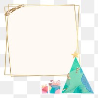 Png cute Christmas tree frame, transparent background