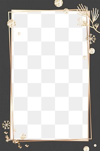 Gold winter png frame, transparent background