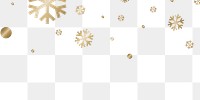 Png golden snowflakes design border, transparent background