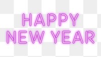 Happy new year png neon sign, transparent background