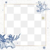 Png winter design border frame, transparent background