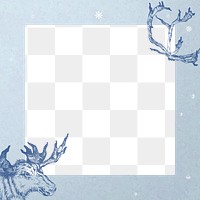 Png blue winter design border frame, transparent background