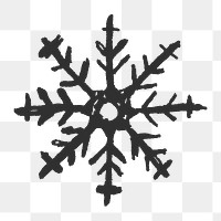 Png single doodle snowflake illustration, transparent background