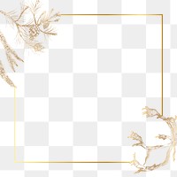 Gold winter png frame, transparent background