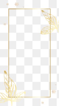 Gold leaf png frame, transparent background