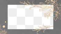 Png golden flower border frame, transparent background