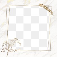 Png aesthetic leaves design border frame, transparent background