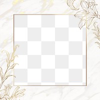 Png aesthetic flower design border frame, transparent background