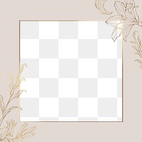 Png aesthetic flower design border frame, transparent background