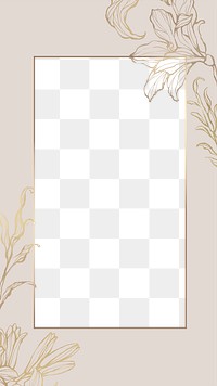 Png aesthetic flower design border frame, transparent background