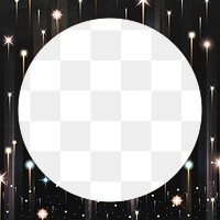 Png shiny fireworks round border frame, transparent background