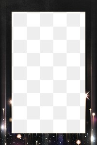 Png shiny fireworks rectangle border frame, transparent background