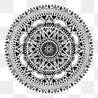 Png black boho mandala design element, transparent background