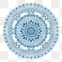 Png blue boho mandala design element, transparent background