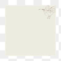 Bird notepaper png badge, transparent background