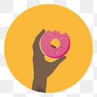 Strawberry glazed donut png food illustration, transparent background