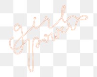 Girl power png neon sign, transparent background
