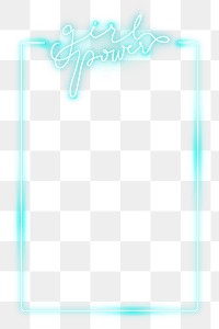 Png girl power neon border frame, transparent background