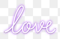 Love png neon sign, transparent background