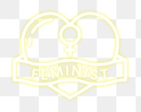 Feminist png neon sign, transparent background