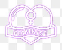 Feminist png neon sign, transparent background