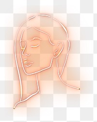 Woman png neon sign, transparent background