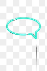 Png neon speech bubble sign element, transparent background