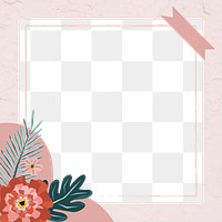 Png cute floral border frame, transparent background