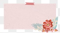 Png pink  floral notepaper element, transparent background