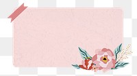 Png pink  floral notepaper element, transparent background