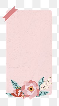 Png pink  floral notepaper element, transparent background