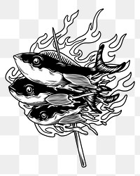 Png grilled fish element, transparent background