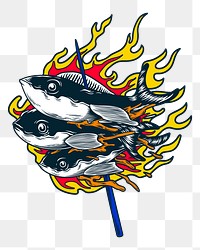 Png grilled fish element, transparent background