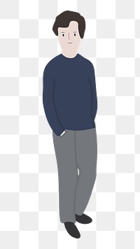 Man png full body illustration, transparent background