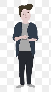 Man png full body illustration, transparent background