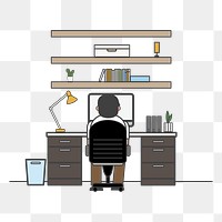 Working png illustration, transparent background